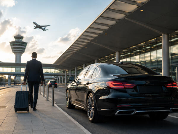 Elegante Ankunft am modernen Flughafen Elegante Ankunft am modernen Flughafen
